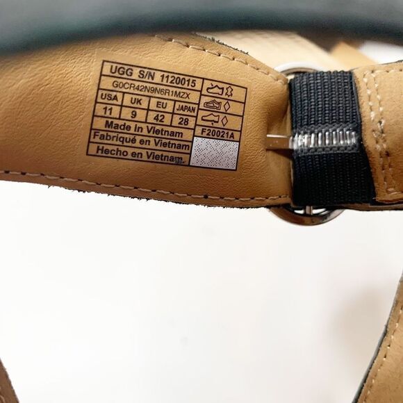 Ugg Hylda Black Leather Strappy Espadrille Wedge Sandals Ankle Buckle Women’s 11 - Picture 5 of 10